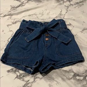 Denim Shorts with denim bow tie